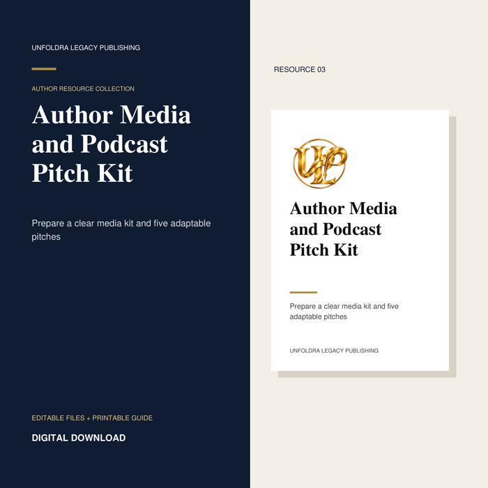 Unfoldra Author Media and Podcast Pitch Kit